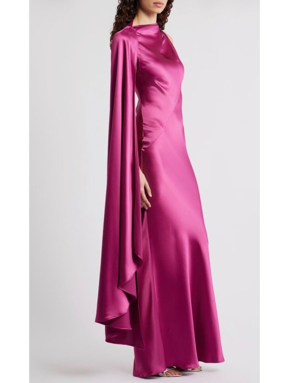 NWT Acler Ropley Drape Bias Cut fuchsia  Satin Maxi Cocktail Dress size US 10